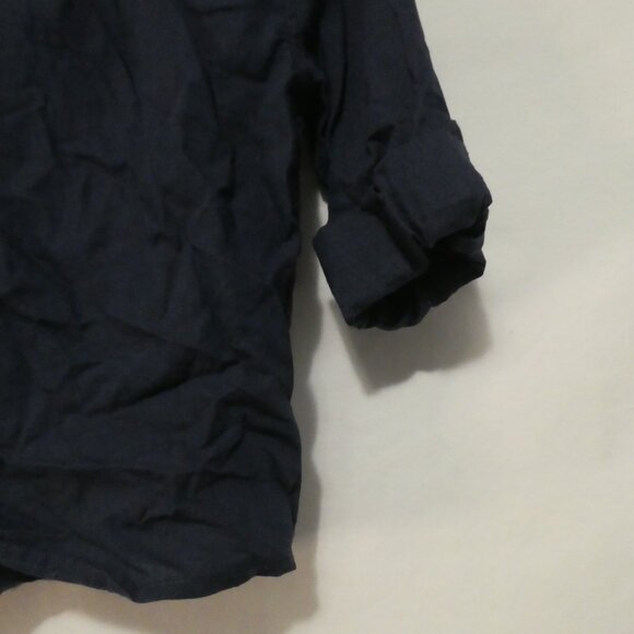 H&M | 5-6 years | Dark Navy Blue Button-Up Linen / Cotton Shirt | Roll Tabs - Picture 16 of 16